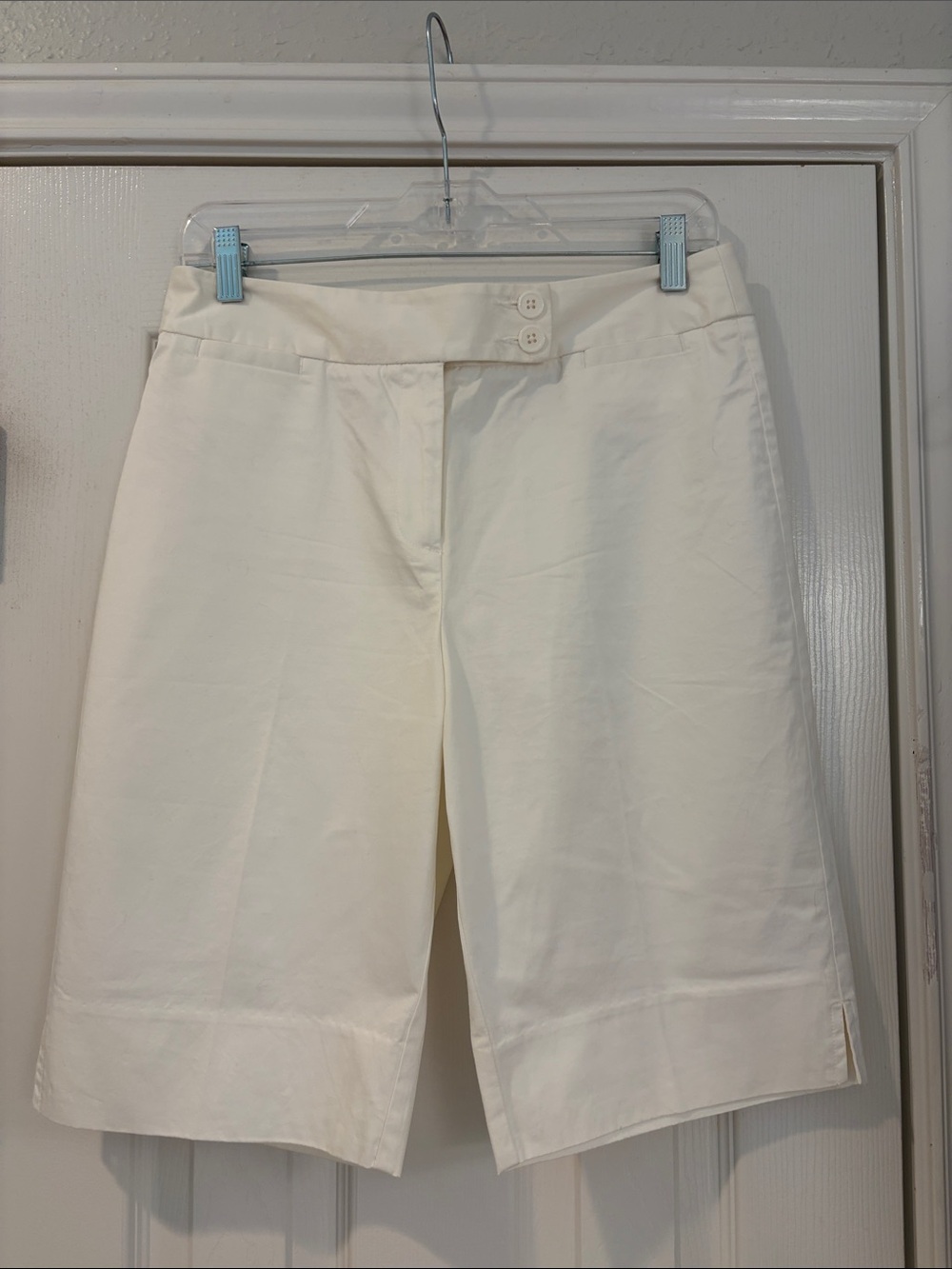 Women's White Bermuda Shorts - Classic High-Waist Style
